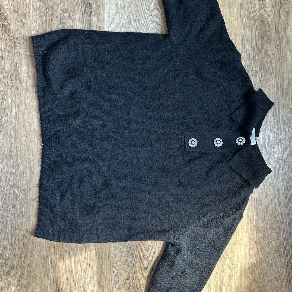H&M Black Knit Sweater with Jewel Accent